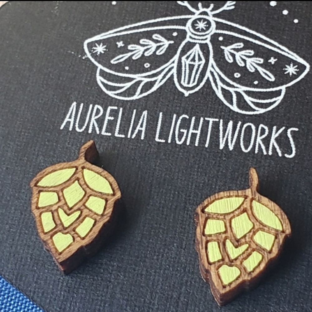 Laser cut hops earrings